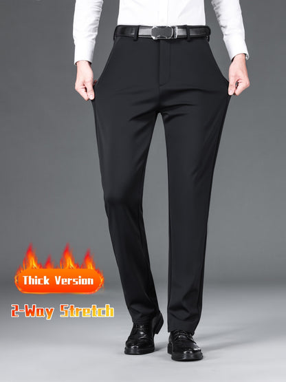 Men's Warm Thick Stretch Dress Pants for Fall/Winter Business Formal Wear
