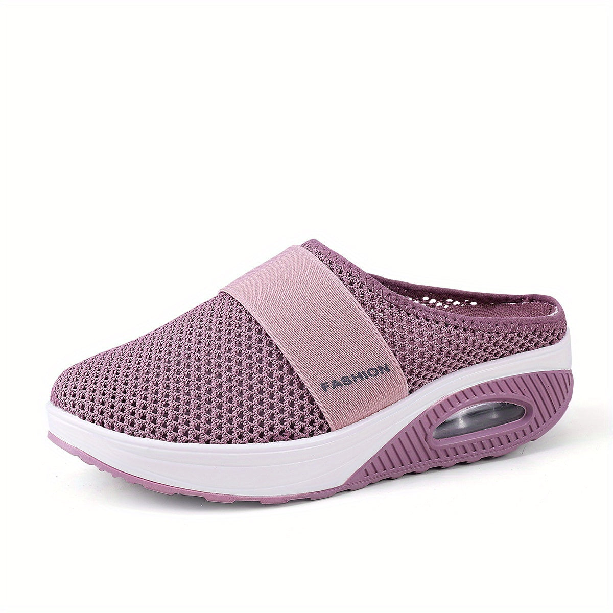 Women's Flying Woven Mesh Sandals, Casual Air Cushion Sole Mules, Breathable & Lightweight Mule Sneakers