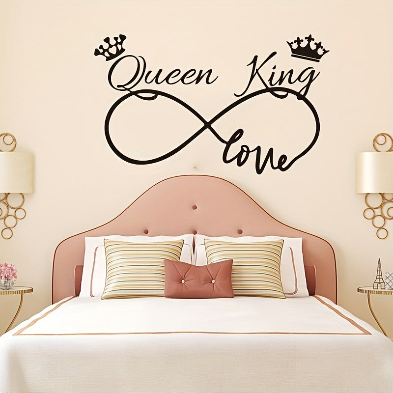 1pc Romantic Queen King Wall Sticker, Infinite Love Couples Room, Vinyl Wall Decal, Bedroom Living Room Sweet Decor Art Murals