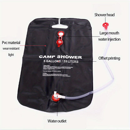 5.28gal Portable Camping Shower Bag With Removable Hose & On-off Switchable Shower Head, Perfect For Outdoor Camping & Traveling