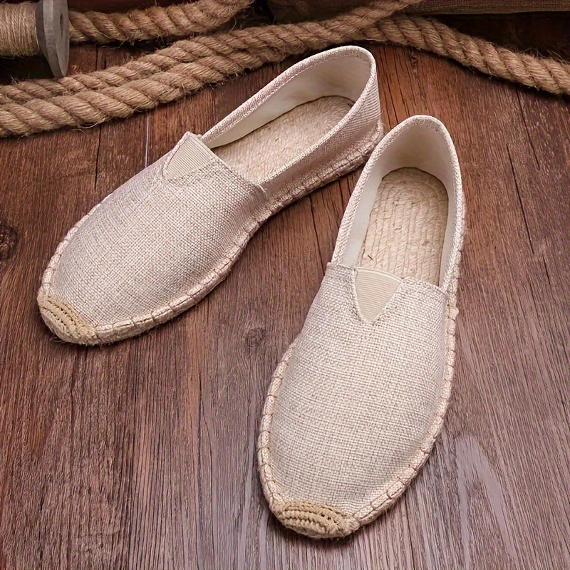Mens Canvas Espadrille Loafers - Breathable Mesh Lining, Slip-On Design, Comfortable Rubber Soles for Casual Walking - Perfect for Fall, Spring, Summer Seasons
