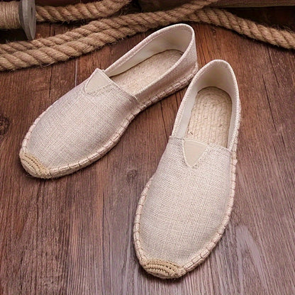 Mens Canvas Espadrille Loafers - Breathable Mesh Lining, Slip-On Design, Comfortable Rubber Soles for Casual Walking - Perfect for Fall, Spring, Summer Seasons
