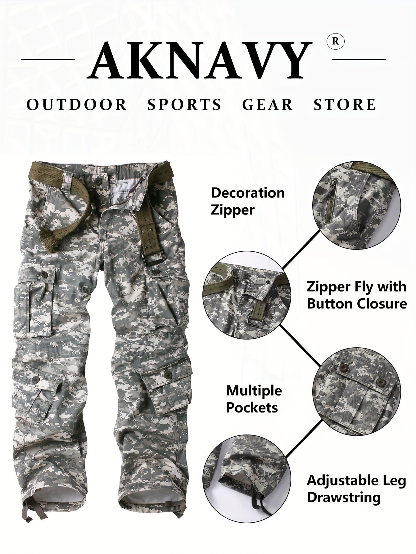 Cotton Men's Multi Pocket Camouflage Pattern Cargo Pants, Tactical Pants