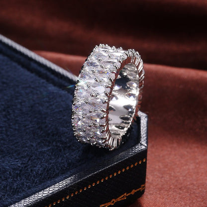 Luxurious And High-end Double-row Water Drop-shaped Zirconia Ring
