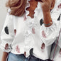 Ruffled Trim V Neck Shirt, Elegant Loose Long Sleeve Shirt, Women's Clothing