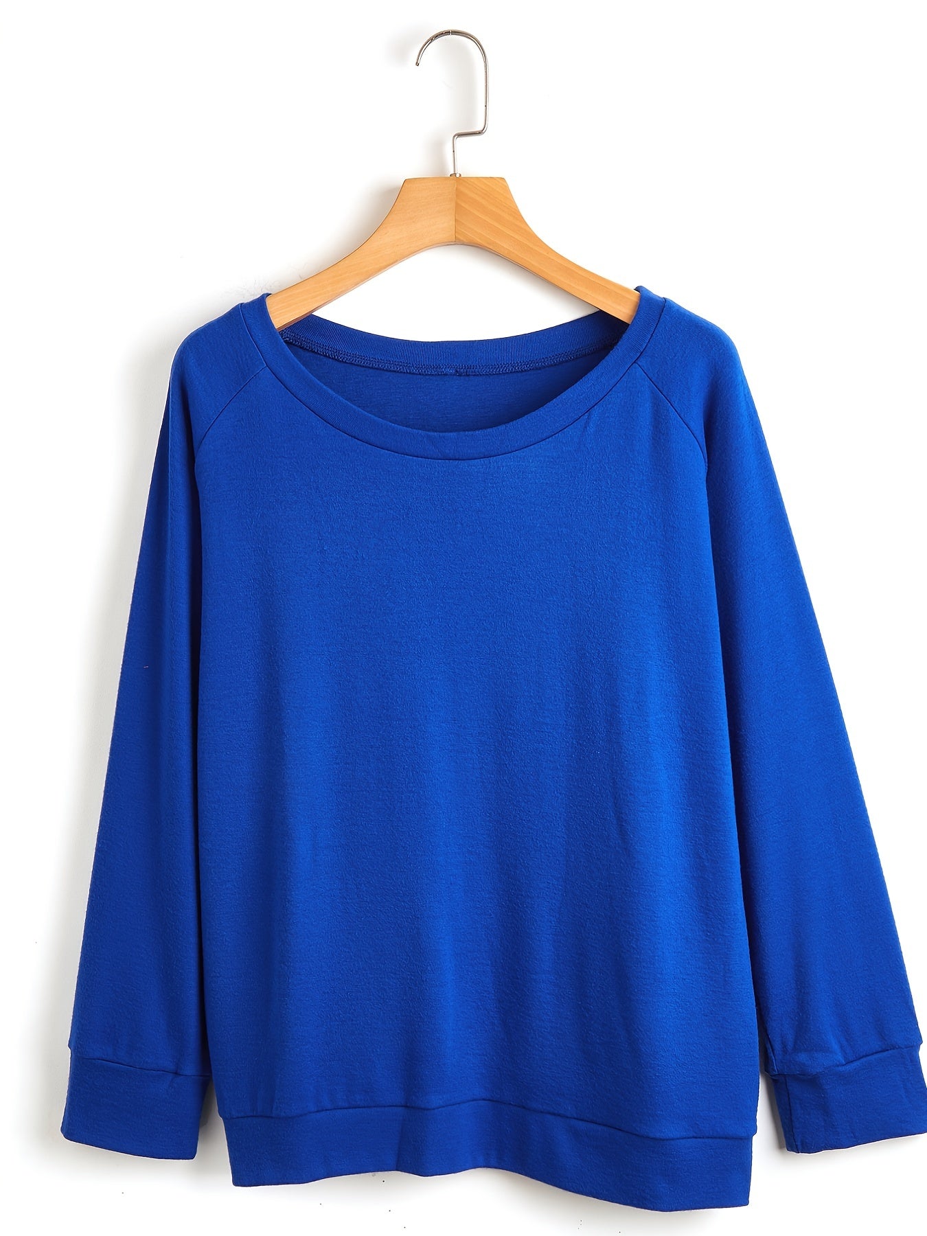 Solid Pullover Sweatshirt, Long Sleeve Crew Neck Sweatshirt, Casual Tops For Fall & Winter, Women's Clothing