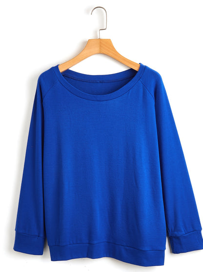 Solid Pullover Sweatshirt, Long Sleeve Crew Neck Sweatshirt, Casual Tops For Fall & Winter, Women's Clothing