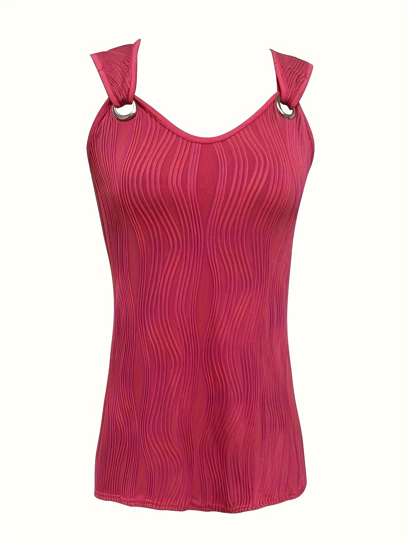 Striped Off-the-Shoulder Vest Tank Top - Soft Micro Elastic Polyester Fabric, Casual Summer Sleeveless Crew Neck, No Printing, Knit Fabric - Womens Casual Summer Clothing