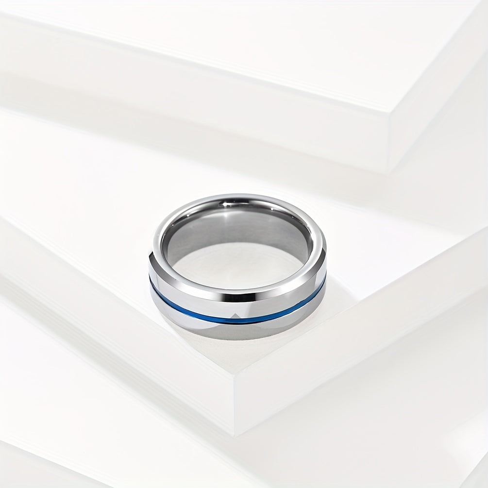 A Minimalist Men's Ring Made Of Tungsten Steel, Perfect As A Gift