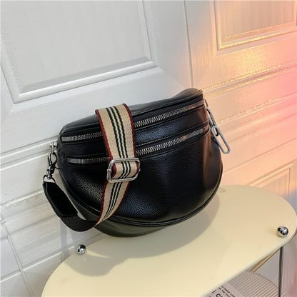 Elegant Convertible Faux Leather Bag: Chic Fanny Pack/Crossbody with Secure Zip & Adjustable Wide Strap for Stylish Women