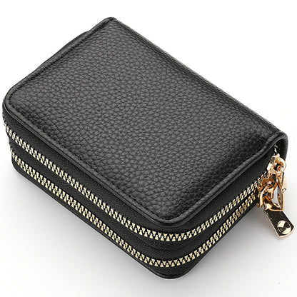 Stylish Womens Double Zipper Wallet - Compact Short Card Holder with Large Capacity, Practical Coin Purse for Everyday Use