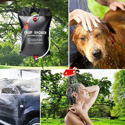 5.28gal Portable Camping Shower Bag With Removable Hose & On-off Switchable Shower Head, Perfect For Outdoor Camping & Traveling