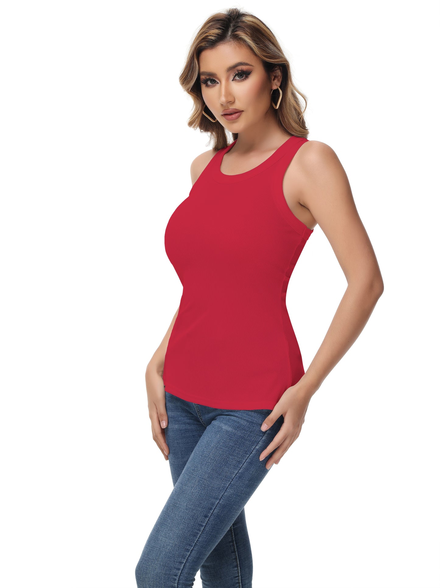 Women Sleeveless Sports Tank Top, Workout Casual Rib Basic Slim Fit Sports Tank Top, Women's Activewear for Koningsdag/King's Day