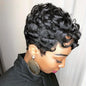 Flattering Short Curly Pixie Wig with Versatile Bangs - Lustrous Synthetic Hair, Easy for Beginners, Heat Resistant and Durable