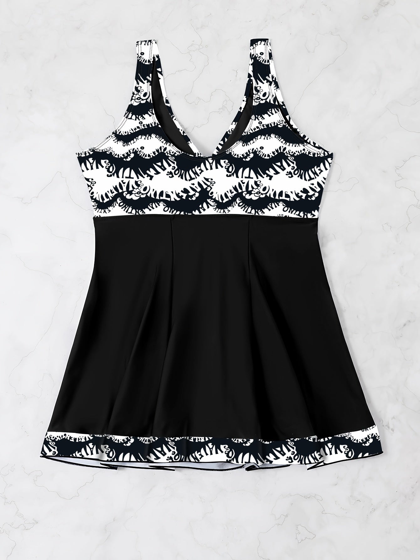 Plus Size Womens Vibrant Floral Print Tie Front V Neck One Piece Swimsuit - High Stretch, Comfortable, Vacation Essential - Polyester Knit Fabric, Random Printing, No Sheer