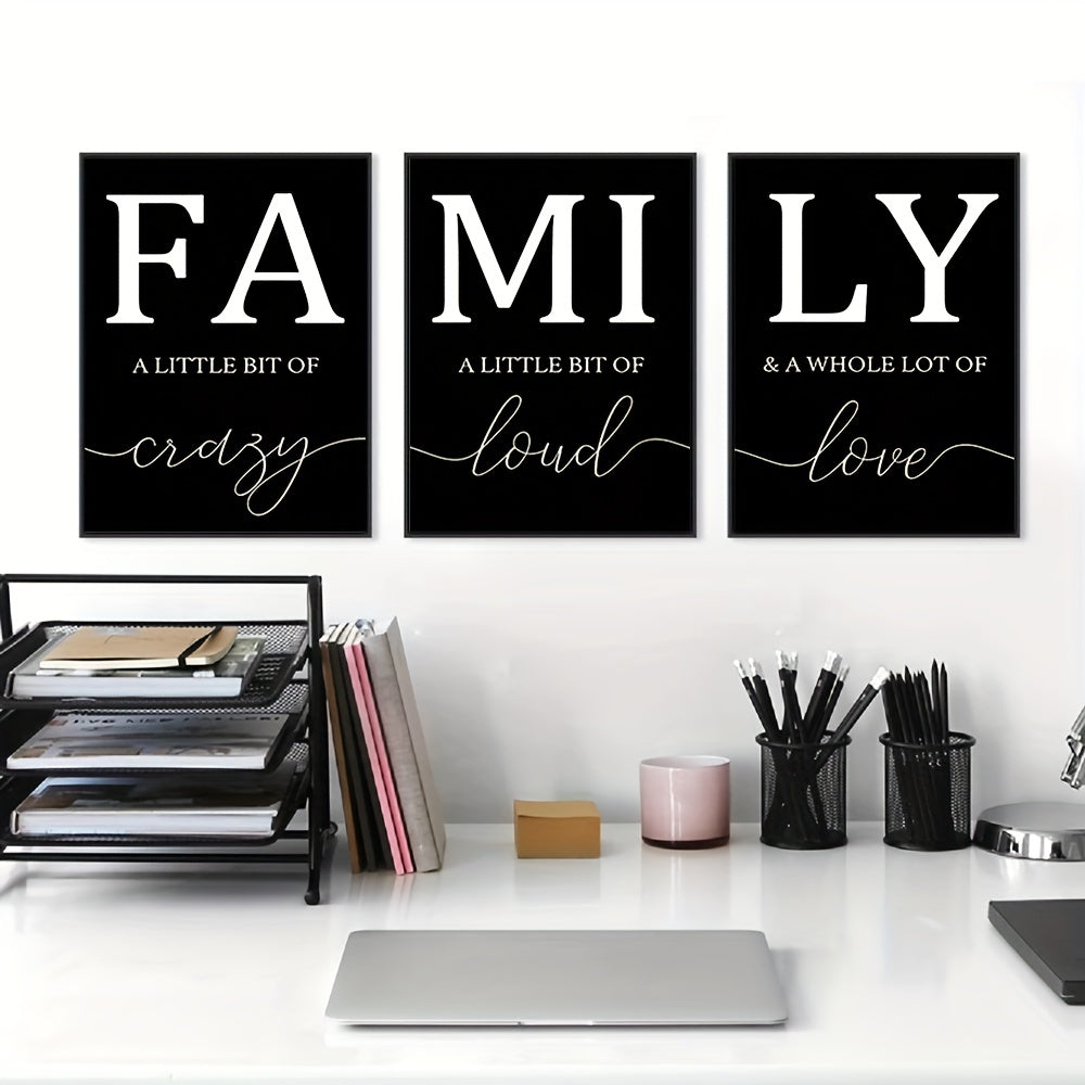 Luxury Minimalist 3pcs/set Frameless Canvas Wall Art - Decorative Paintings for Living Room - Family Writing No Frame