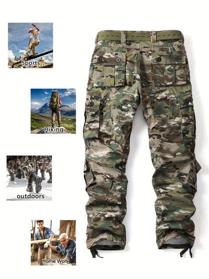 Mens Camouflage Cargo Pants - Stylish Pockets, Relaxed Loose Fit, Durable Outdoor Work Pants for Casual Hiking Adventures