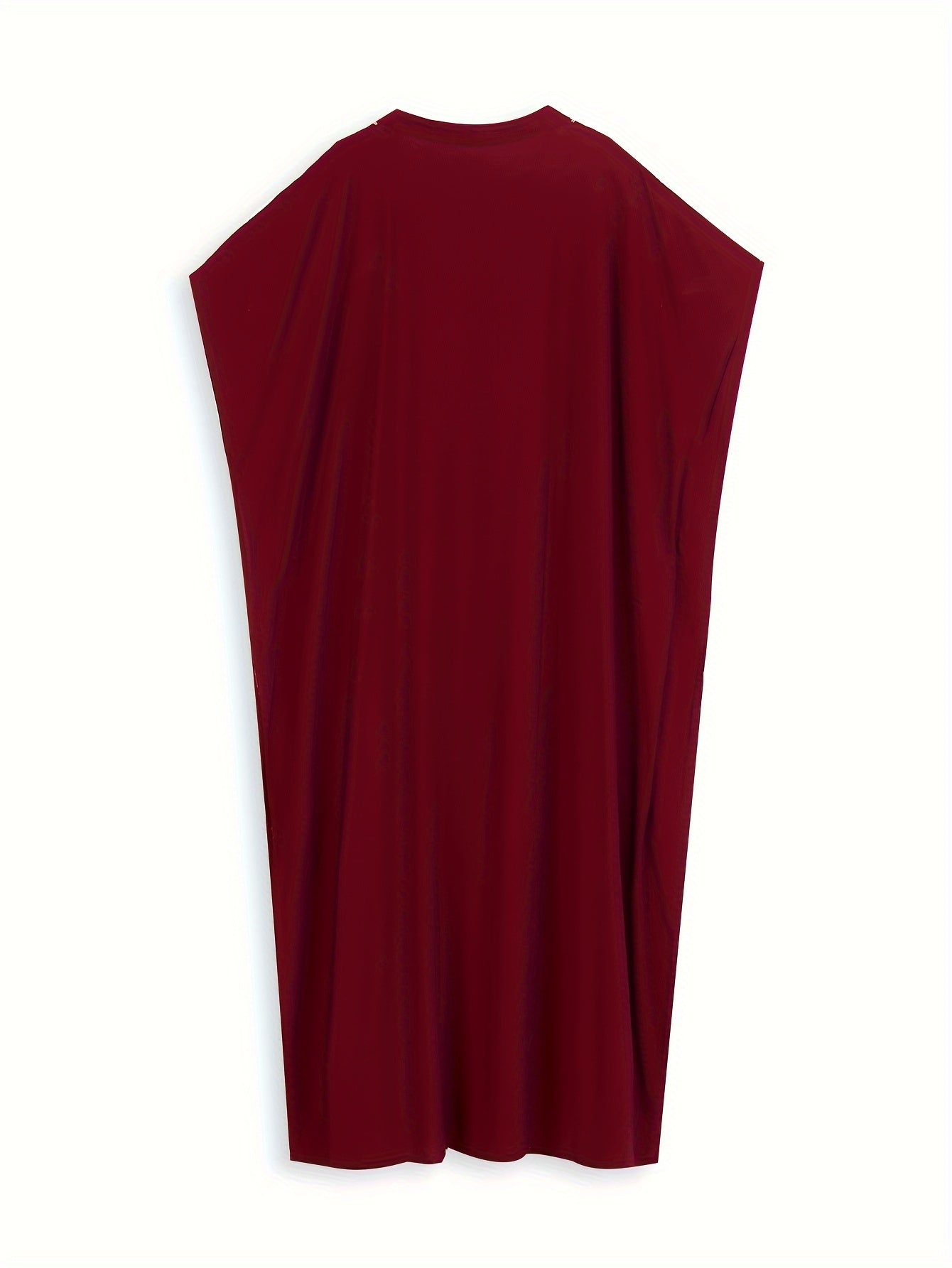 Bohemian Golden Embroidered Plus Size Maxi Dress with Bat Sleeves for Ramadan