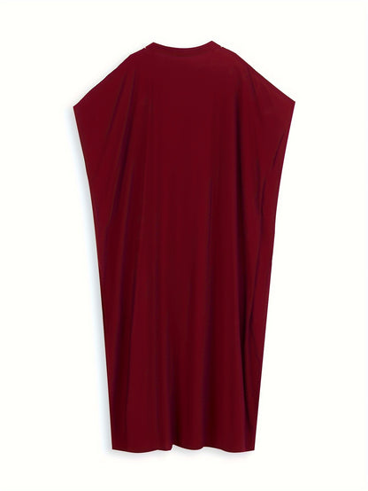 Bohemian Golden Embroidered Plus Size Maxi Dress with Bat Sleeves for Ramadan