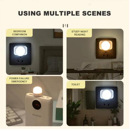 1pc Wireless Led Night Light With Usb Socket Mobile Power Charging Small Round Book Lamp Eye Protection Book Reading Bedroom Light
