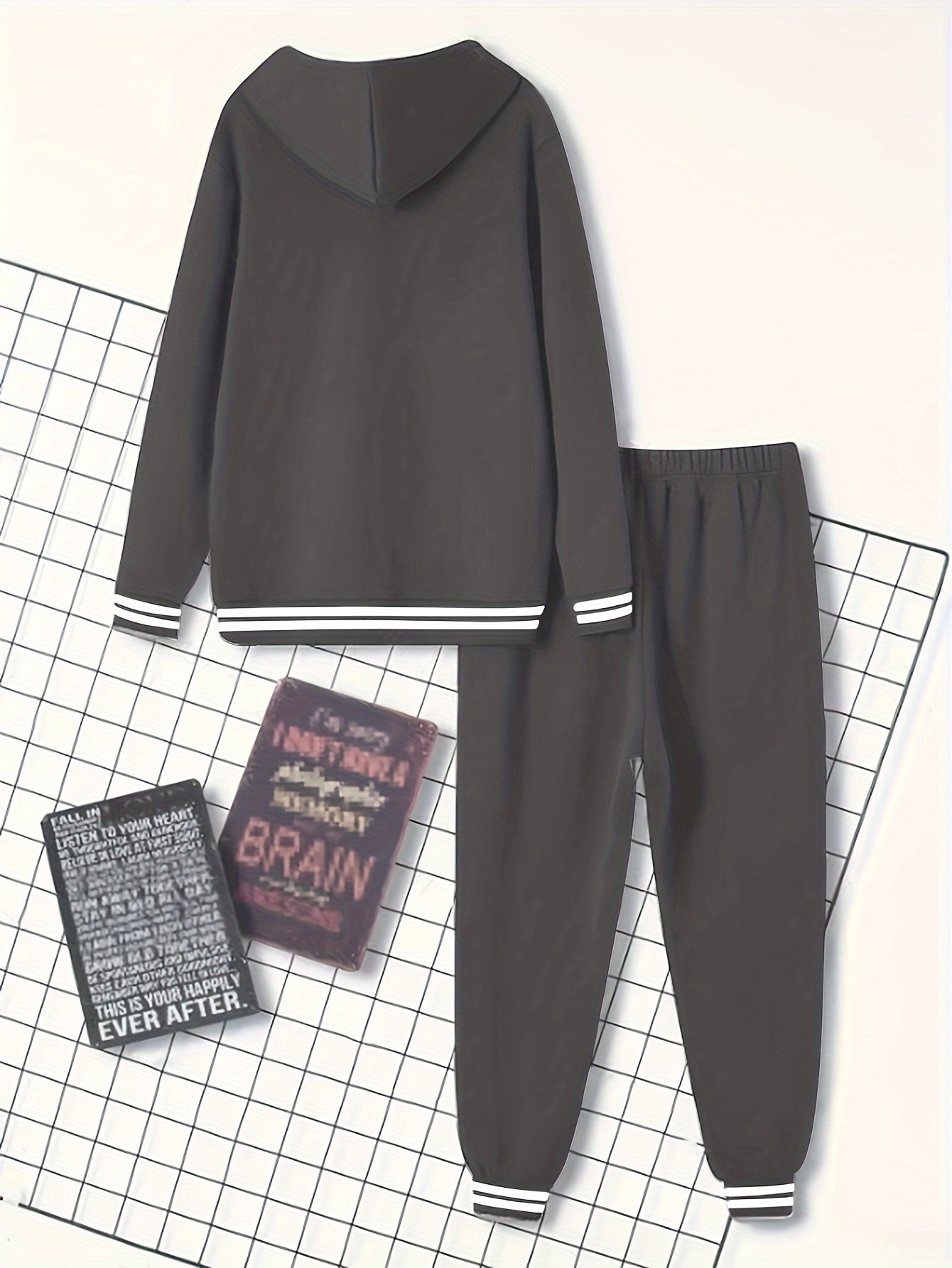 Men's Casual Sportswear Set - Solid Color Hoodie & Joggers, Polyester Blend, Pockets Included - Perfect for Fall/Winter, Jogging Pants