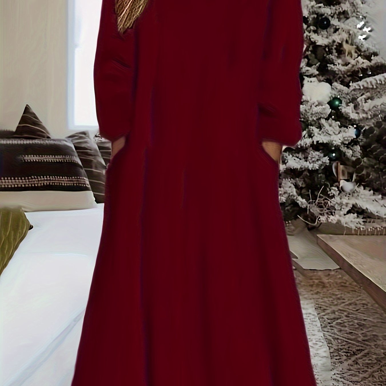Long Sleeve Winter Warm Teddy Hooded Dress, Casual Women's Clothing
