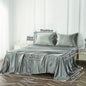 4-Piece Luxurious Satin Bedding Set - Silky Smooth, Breathable Comfort for All Seasons - Ideal for Home and Hotel - Includes Flat Sheet, Elasticized Fitted Sheet, and 2 Pillowcases