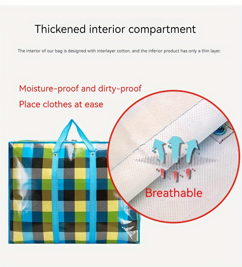 1pc Large Capacity Hanging Storage Bag, Moving Packaging Storage Bag, Waterproof Storage Bag With Zippers & Reinforced Handle, Suitable For Student Back To School