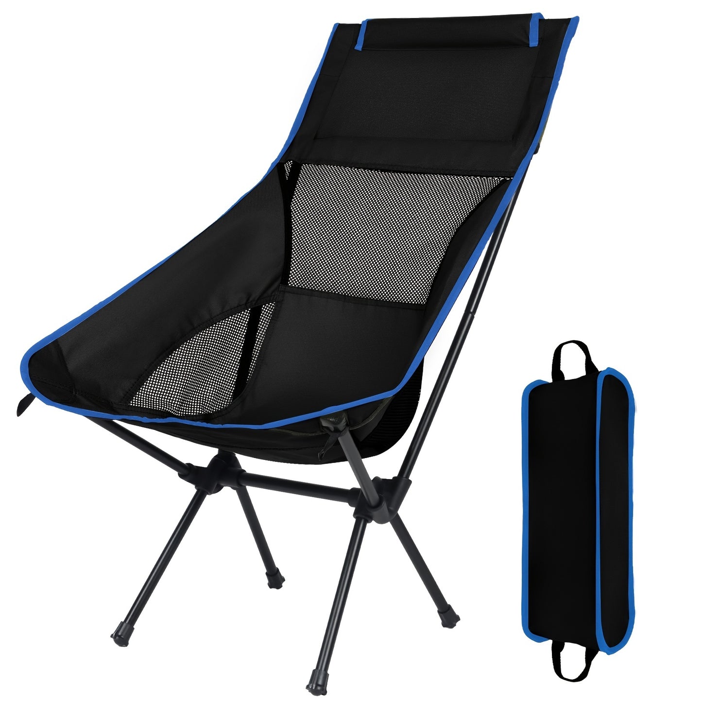 1pc Portable Folding Camping Chair, Lightweight Collapsible Chair For Adult, Comfortable High Back Chair For Outdoor Hiking Fishing Picnic