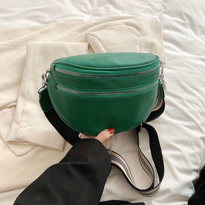 Elegant Convertible Faux Leather Bag: Chic Fanny Pack/Crossbody with Secure Zip & Adjustable Wide Strap for Stylish Women