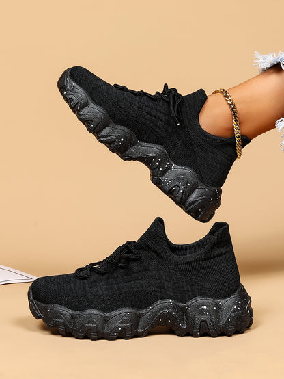 Women'S Casual Sports Sneakers, Striped Low Top Slip-On Shoes with Round Toe, Non-Slip Rubber Sole, Fabric Upper & Inner, All-Season Spring Footwear