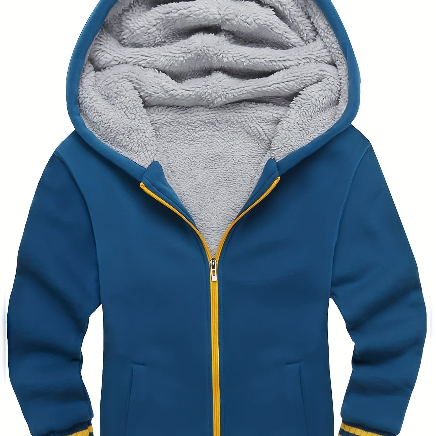 Boys Sherpa Lined Hoodie Kids Fleece Sweatshirt Full Zip Hooded Jacket