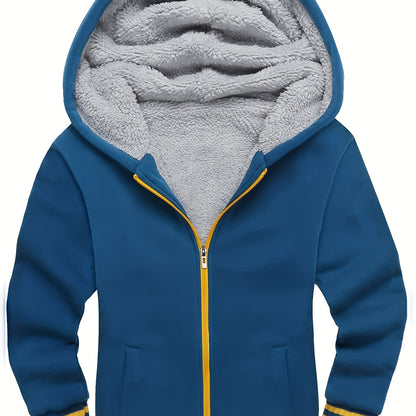 Boys Sherpa Lined Hoodie Kids Fleece Sweatshirt Full Zip Hooded Jacket