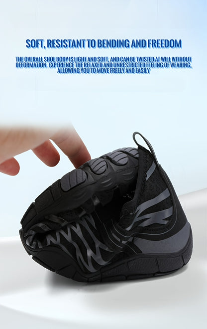 Quick-Dry Aqua Sneakers for Men - Breathable with Non-Slip Rubber Sole for Surfing, Swimming, Beach Tennis & Volleyball - Versatile All-Season Footwear in Gray, Black