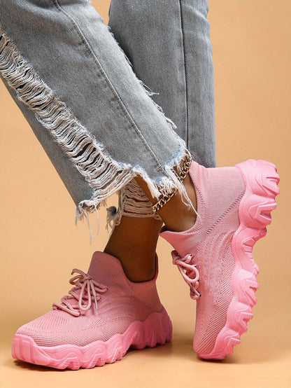 Women'S Casual Sports Sneakers, Striped Low Top Slip-On Shoes with Round Toe, Non-Slip Rubber Sole, Fabric Upper & Inner, All-Season Spring Footwear