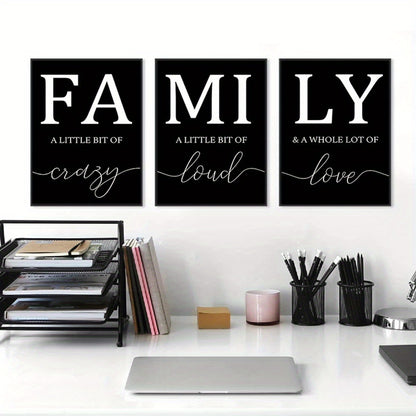 Luxury Minimalist 3pcs/set Frameless Canvas Wall Art - Decorative Paintings for Living Room - Family Writing No Frame