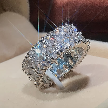 Luxurious And High-end Double-row Water Drop-shaped Zirconia Ring