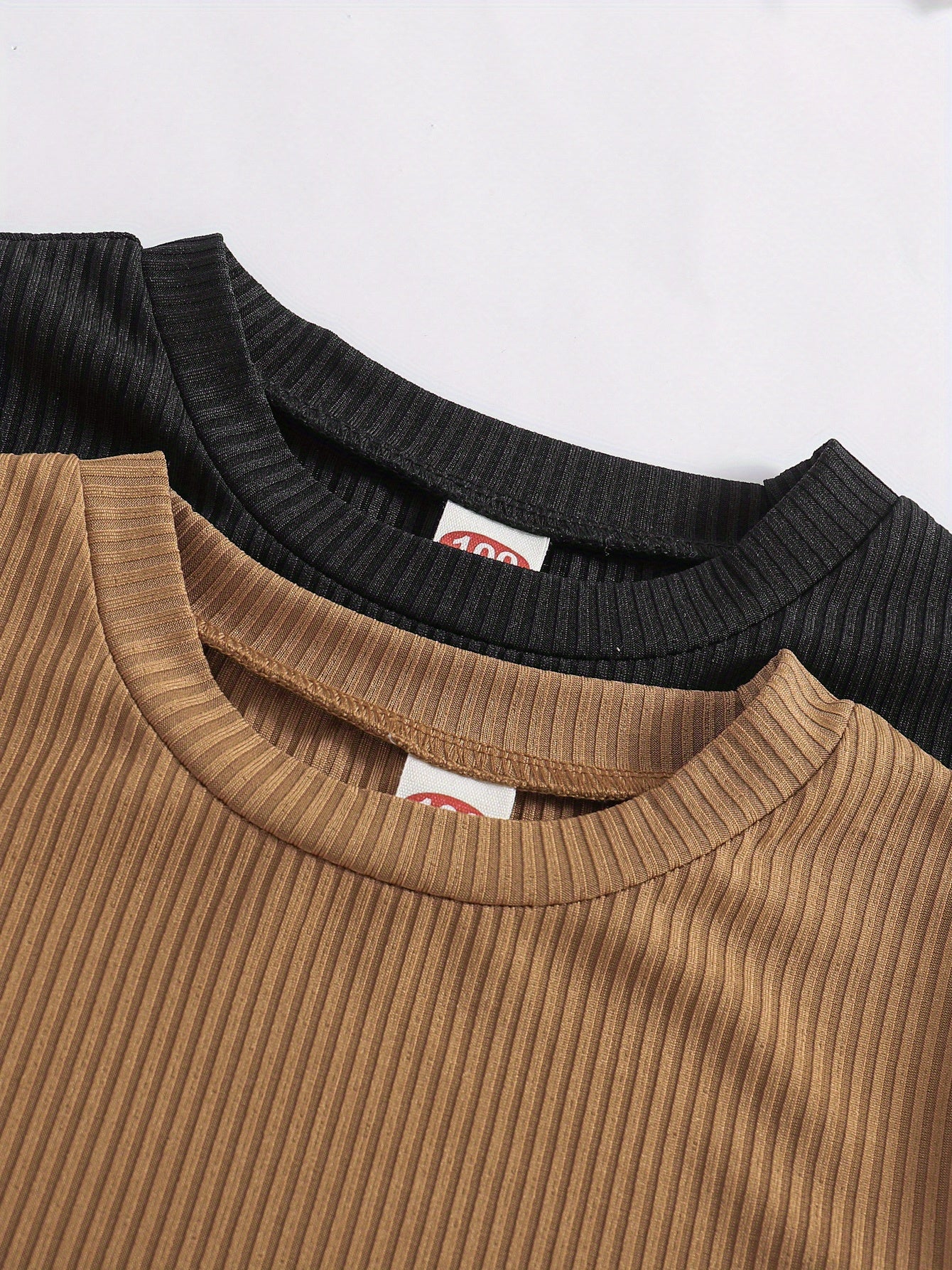 2 Sets Girl's Ribbed Outfit, Peplum Top & Pants Set, Casual Toddler Kid's Clothes For Spring Fall