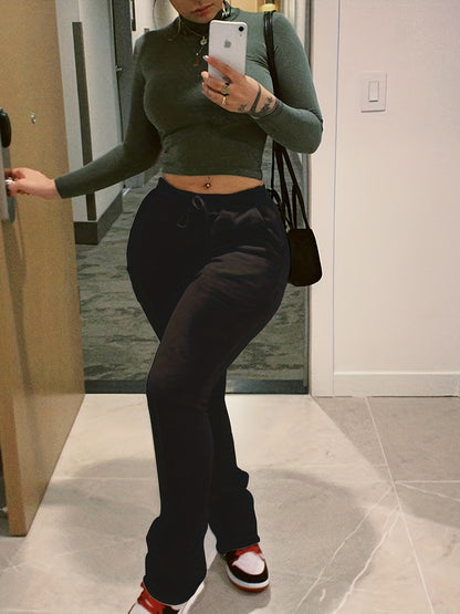 Slant Pockets Drawstring Pants, Casual Loose Pants For Fall & Winter, Women's Clothing