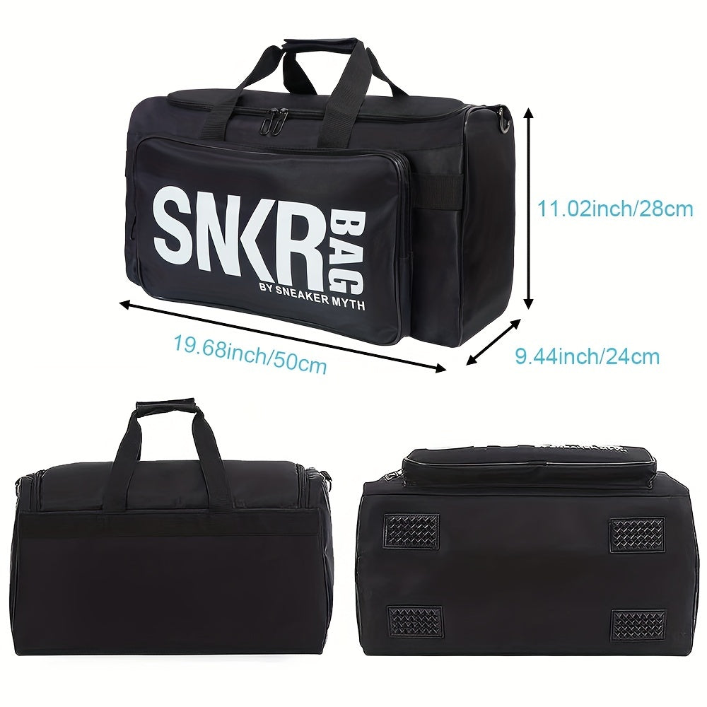 Ultra-Lightweight Sports Bag - Spacious Zippered Gym Duffel with Stylish Letter Pattern - Perfect for Basketball Training and Everyday Use