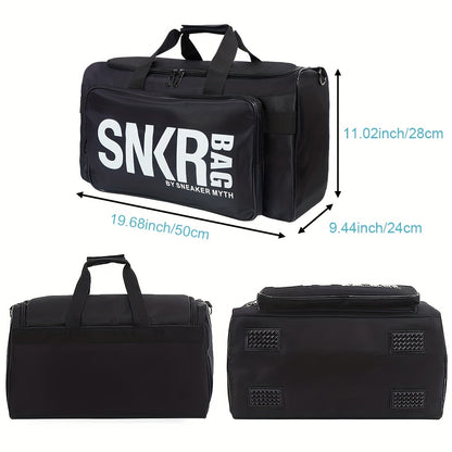 Ultra-Lightweight Sports Bag - Spacious Zippered Gym Duffel with Stylish Letter Pattern - Perfect for Basketball Training and Everyday Use