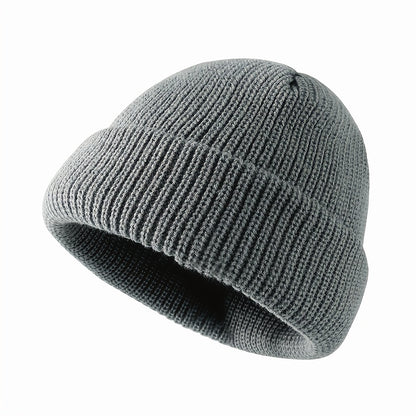 1pc Fashionable Cuffed Windproof Knit Dome Beanie Hat For Men And Women