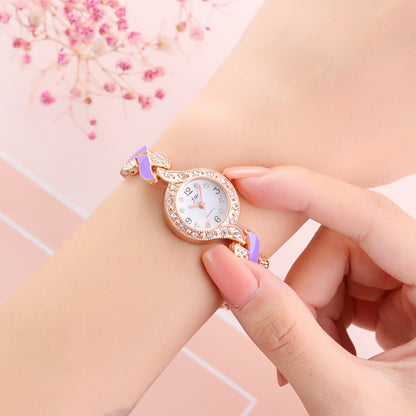 Elegant Rhinestone Quartz Women's Watch & Chic 4pc Jewelry Set - Shock-Resistant, Japanese Movement, Perfect Gift