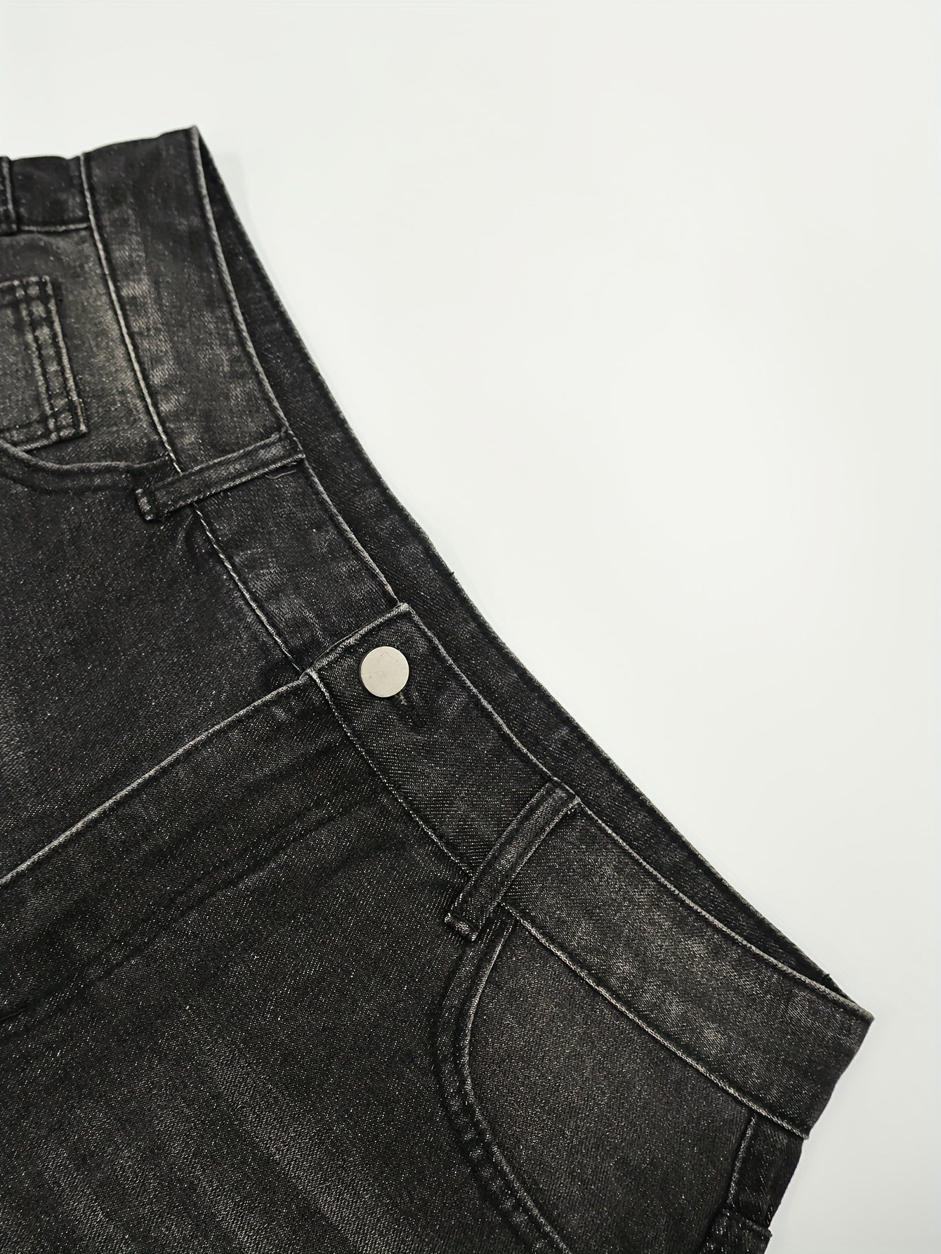 Men's Casual Wide Leg Jeans, Street Style Loose Fit Distressed Denim Pants