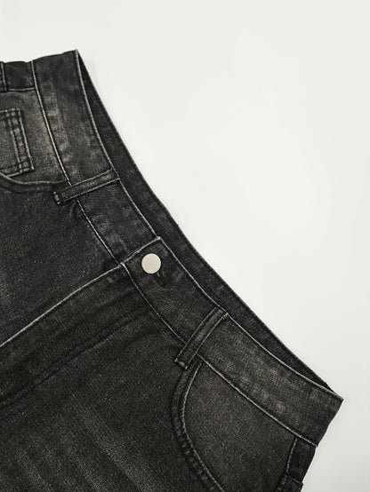 Men's Casual Wide Leg Jeans, Street Style Loose Fit Distressed Denim Pants