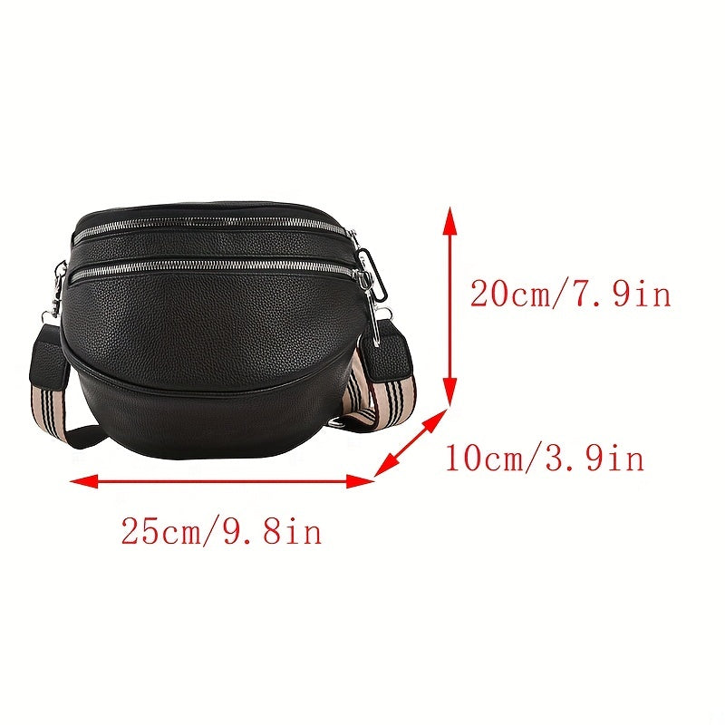 Elegant Convertible Faux Leather Bag: Chic Fanny Pack/Crossbody with Secure Zip & Adjustable Wide Strap for Stylish Women