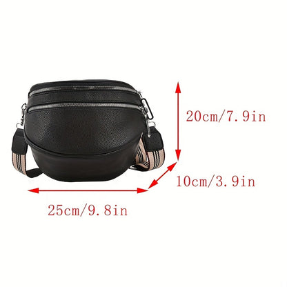 Elegant Convertible Faux Leather Bag: Chic Fanny Pack/Crossbody with Secure Zip & Adjustable Wide Strap for Stylish Women