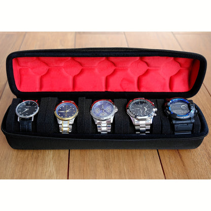 5 Slots Watch Travel Case, Watch Roll Case Storage And Organizer For Men And Women, With Watch Pillow, Watch Box Holder Display Cabinet