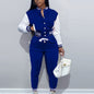 Casual Two-piece Set, Button Front Bomber Jacket & Drawstring Pants Outfits, Women's Clothing