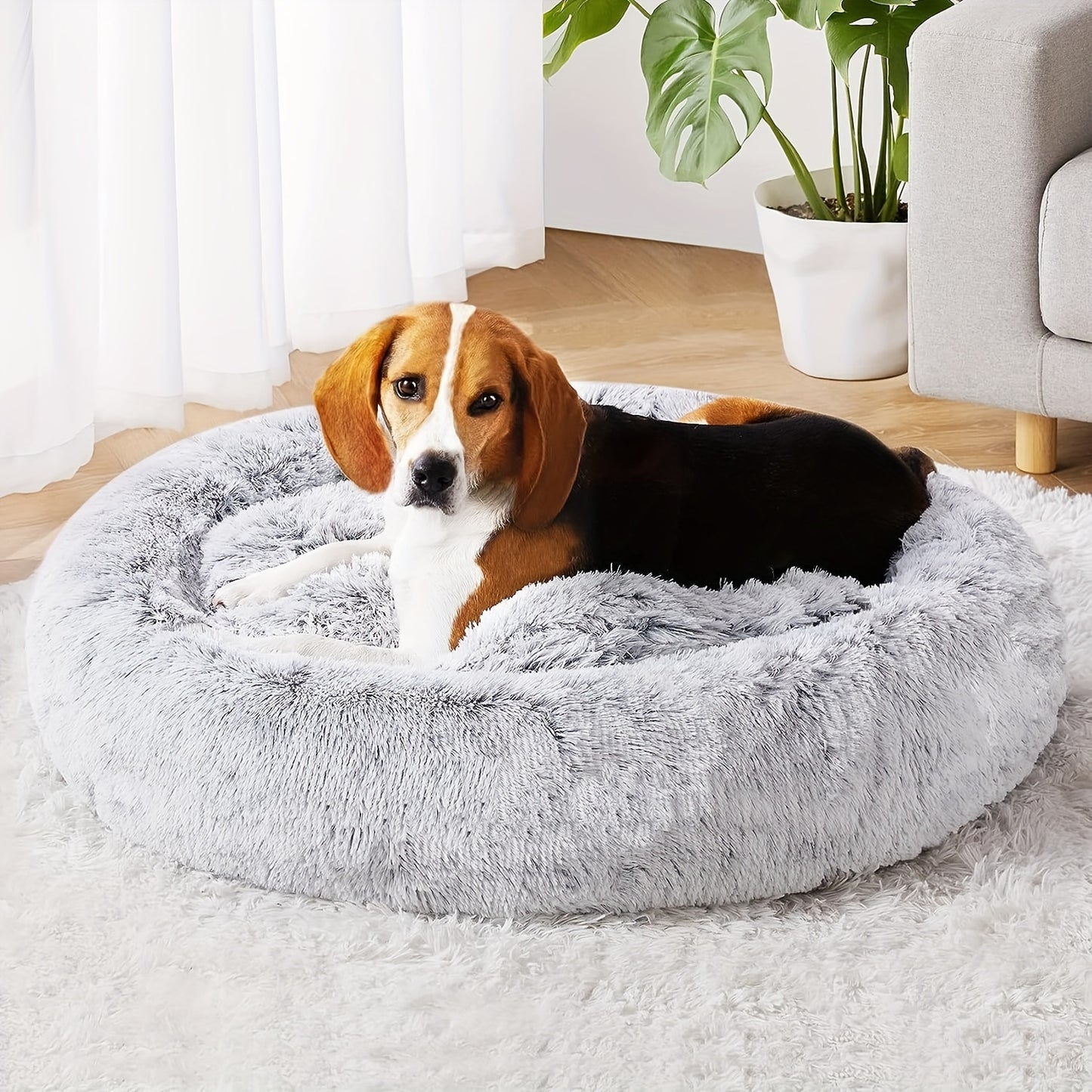 [Soft Donut Cat Bed Nest] Soft Warm Donut Cat Bed Nest, Calming Donut Cuddler Cat Bed, Comfortable And Washable Cat Cushion Nest With Non-slip Bottom Indoor Cats Christmas Gift